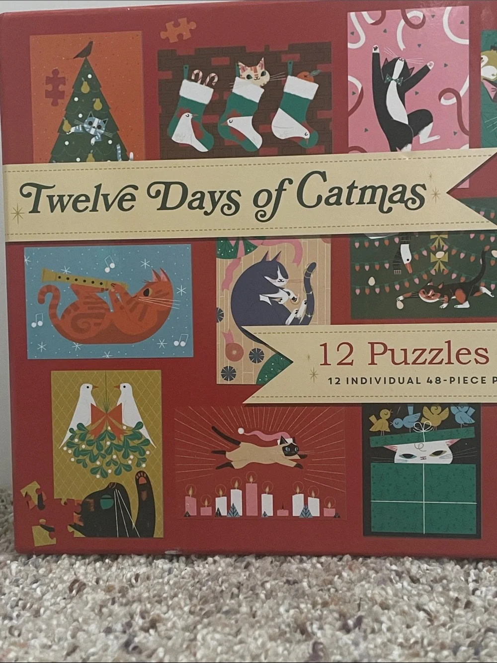 12 Days of Catmas 576 Piece Jigsaw Puzzle Set Chronicle New